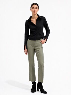 NWT! MANGO (MNG) “Atenas" Cropped Pants Khaki/Gray Size Large